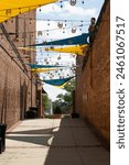 walkway with banner decorations with stars and horseshoes in camden, south carolina