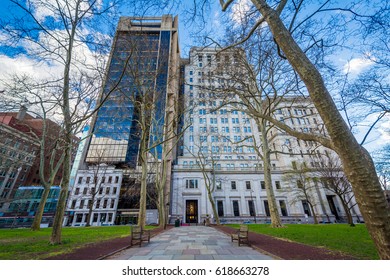 Walkway And Buildings At Independence Mall, In Philadelphia, Pennsylvania.