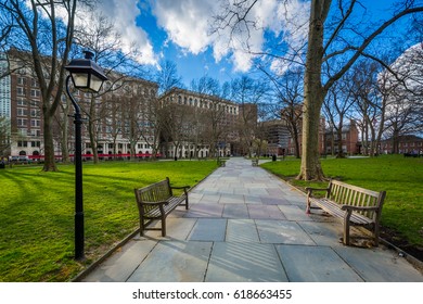 Walkway And Buildings At Independence Mall, In Philadelphia, Pennsylvania.