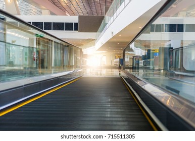 Walkway escalator in  terminal airport