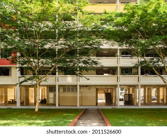 Walkway Leading To A HDB Block In A Residential Estate