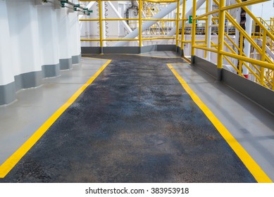 Walkway On Oil Rig With Hand Rail