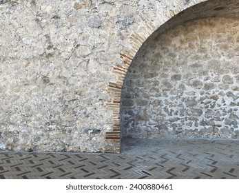 Wall with archway on cobblestone street ‎⁨Antibes⁩, ⁨Côte de l'Esterel⁩, ⁨France⁩ - Powered by Shutterstock