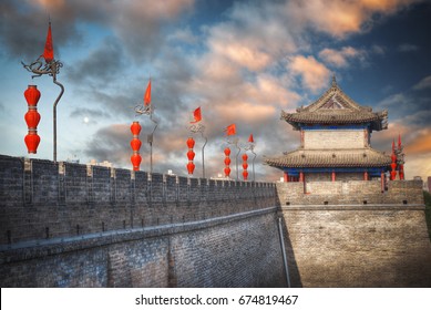 Wall Around The Old Chinese City Of Xian