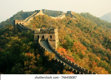 Wall In Autumn China Beijing Great Wall In Autumn The Section Of The Wall In Autumn China Beijing Great Wall In Autumn The Section Of The