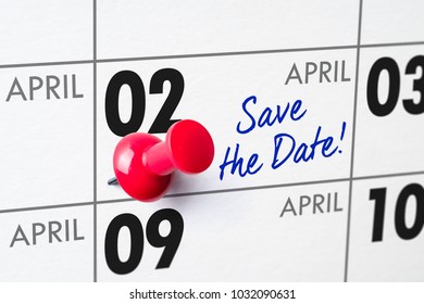 Wall Calendar With A Red Pin - April 02