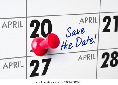 Wall Calendar With A Red Pin - April 20