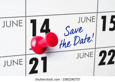 Wall Calendar With A Red Pin - June 14