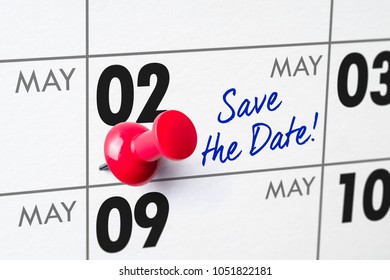 Wall Calendar With A Red Pin - May 02