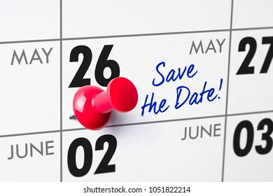 Wall Calendar With A Red Pin - May 26