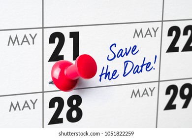 Wall Calendar With A Red Pin - May 21