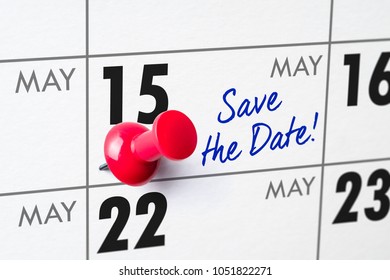 Wall Calendar With A Red Pin - May 15