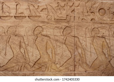 Wall Carving Showing War Prisoners In Abou Simbel Temple In Aswan