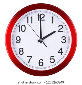 Wall Clock Isolated On White Background. Two Oclock.