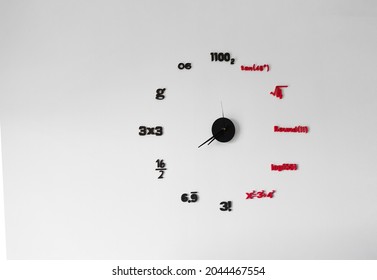 wall clock with mathematical formulas