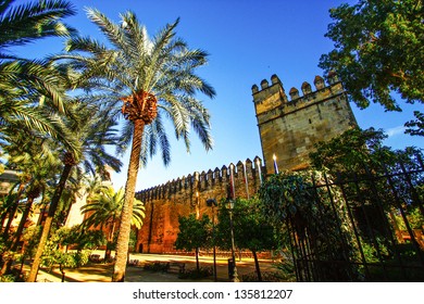 Wall Of Cordoba Alcazar , Cordoba , Andalusia , Spain