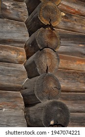 Wall Corners Of Wooden Old Log House