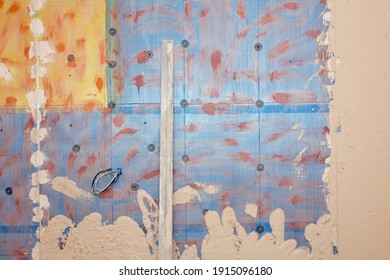 Wall covered with plaster as an abstract background. Building a house