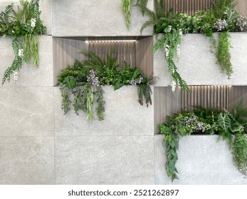 Wall decoration with artificial plant, vertical garden decoration with artificial plant - Powered by Shutterstock