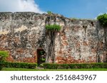 The Wall of Fort Zeelandia in Anping Old Fort in Tainan of Taiwan. 
Original wall of red bricks imported from Batavia and laid by the soldiers of the Dutch East India Company. 