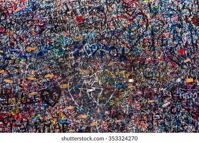 The Wall Full Of Messages From Lovers  In Juliet House, Verona, Italy