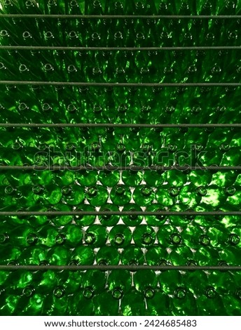 Wall full of wine bottles used as a decorative window