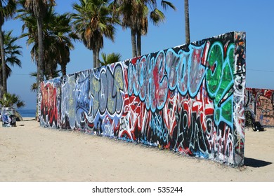 Wall Of Graffiti At Venice Beach