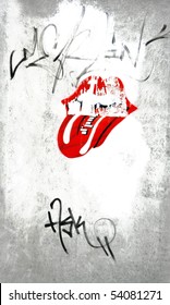 Wall With Graffitti - Red Mouth