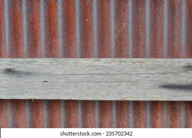 Wall House Of Poor Family Build Form Rust Galvanized Iron And Old Wood