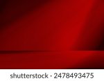 Wall interior background, studio  and backdrops show products.with shadow from window color Red background for text insertion and presentation product 