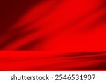 Wall interior background, studio  and backdrops show products. with leaf shadow from window color red and white tone. background for text insertion and presentation of product