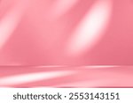 Wall interior background, studio  and backdrops show products.with shadow from window color pink background for text insertion and presentation product 