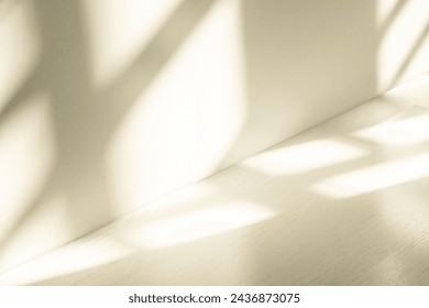 Wall interior background, studio  and backdrops show products.with shadow from window color white and Beige. background for text insertion and presentation product 