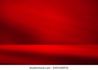 Wall interior background, studio  and backdrops show products.with shadow from window color red background for text insertion and presentation product 