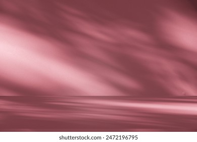 Wall interior background, studio  and backdrops show products.with shadow from window color pink background for text insertion and presentation product 