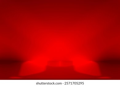 Wall interior background, studio  and backdrops show products. with leaf shadow from window color red and white tone. background for text insertion and presentation of product