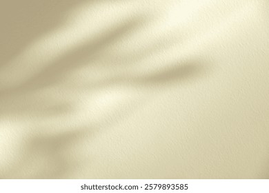 Wall interior background, studio  and backdrops show products. with leaf shadow from window color beige and white. background for text insertion and presentation of product 