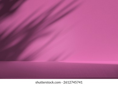 Wall interior background, studio  and backdrops show products.with shadow from window color pink background for text insertion and presentation product 