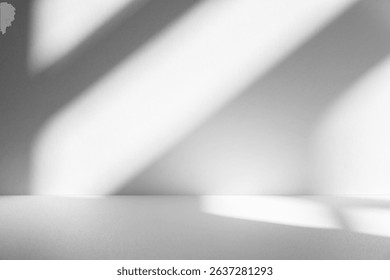 Wall interior background, studio  and backdrops show products.with shadow from window color white and grey. background for text insertion and presentation product 