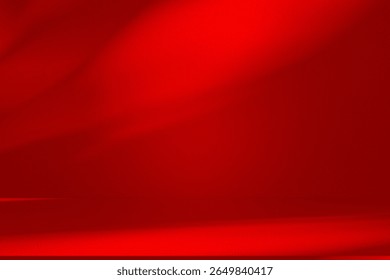 Wall interior background, studio  and backdrops show products. with leaf shadow from window color red and white tone. background for text insertion and presentation of product