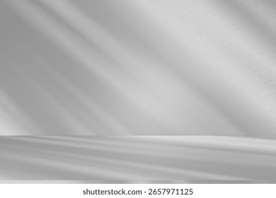 Wall interior background, studio  and backdrops show products.with shadow from window color white and grey. background for text insertion and presentation product 