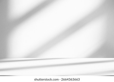 Wall interior background, studio and backdrops show products.with shadow from window color white and grey. background for text insertion and presentation product