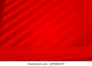 Wall interior background, studio  and backdrops show products. with leaf shadow from window color red and white tone. background for text insertion and presentation of product