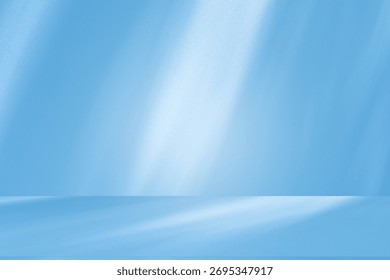 Wall interior background, studio  and backdrops show products. with leaf shadow from window color blue tone. background for text insertion and presentation of product - Powered by Shutterstock - Get 15% off with code: PIKWIZARD15
