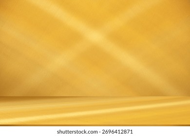 Wall interior background, studio  and backdrops show products. with shadow from window color gold and white. background for text insertion and presentation of product 
