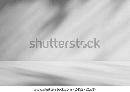 Wall interior background, studio  and backdrops show products.with shadow from window color white and grey. background for text insertion and presentation product 