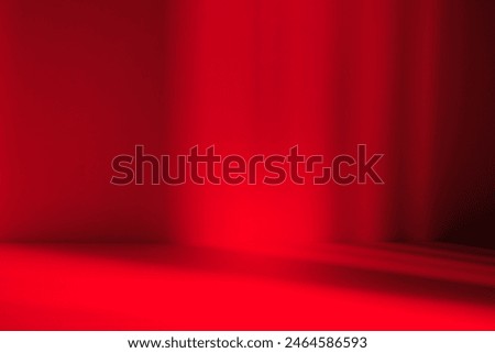 Wall interior background, studio  and backdrops show products.with shadow from window color red background for text insertion and presentation product 
