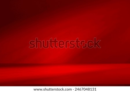Wall interior background, studio  and backdrops show products.with shadow from window color red background for text insertion and presentation product 