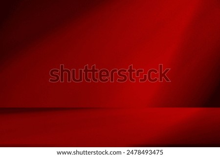 Wall interior background, studio  and backdrops show products.with shadow from window color Red background for text insertion and presentation product 