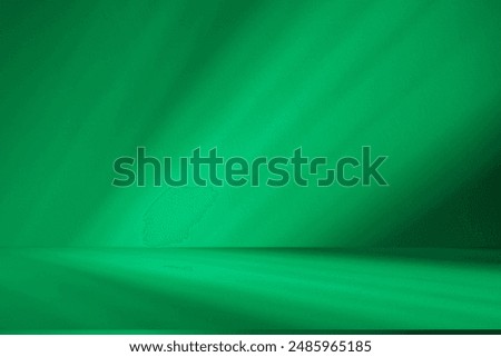Wall interior background, studio  and backdrops show products.with shadow leaf from window color green background for text insertion and presentation product 